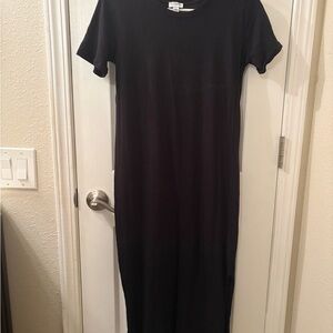 J. Crew Black Short-Sleeve Midi Dress